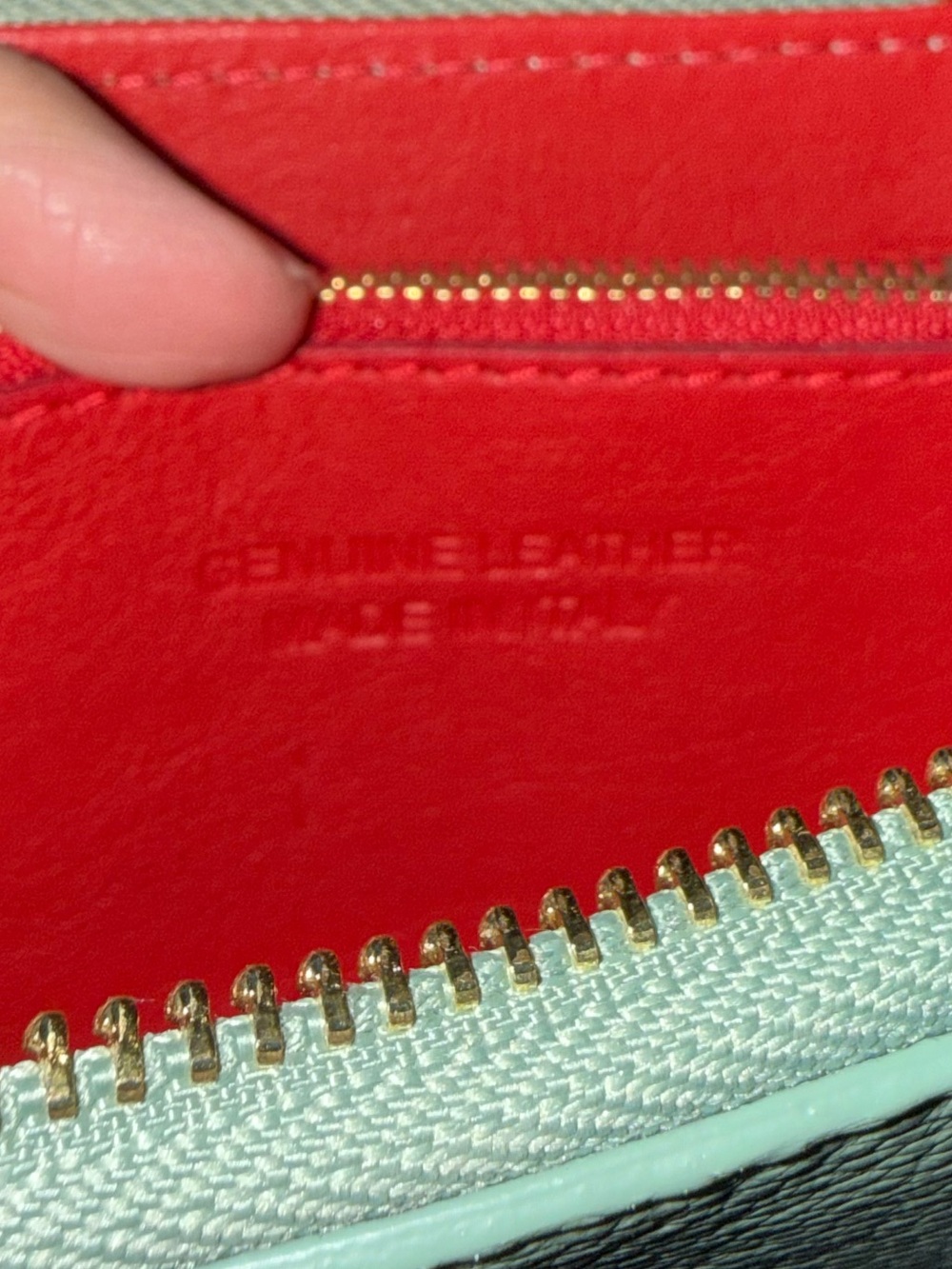 Mint Green Zip-Around Leather Wallet Genuine Leather Made in Italy - Picture 4 of 4